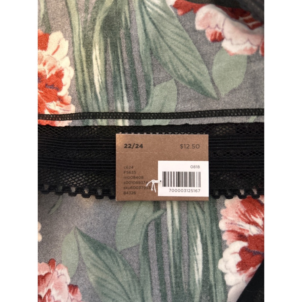 Cacique NWT No Show Hipster Panty Floral Lace Trim Size 22/24 Black Multi - Picture 4 of 4